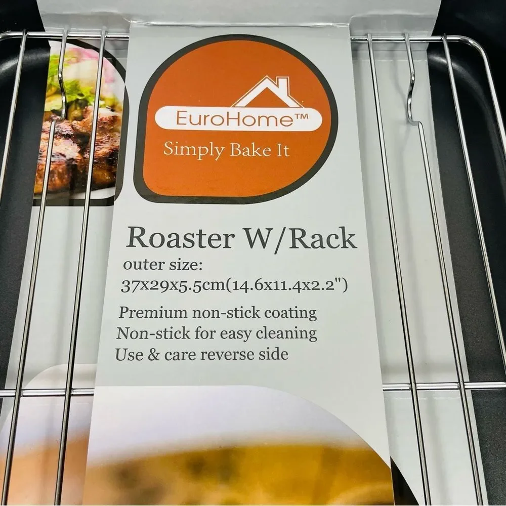 Non-Stick Roaster with Rack 14.6” L x 11.4” W x 2.2” H